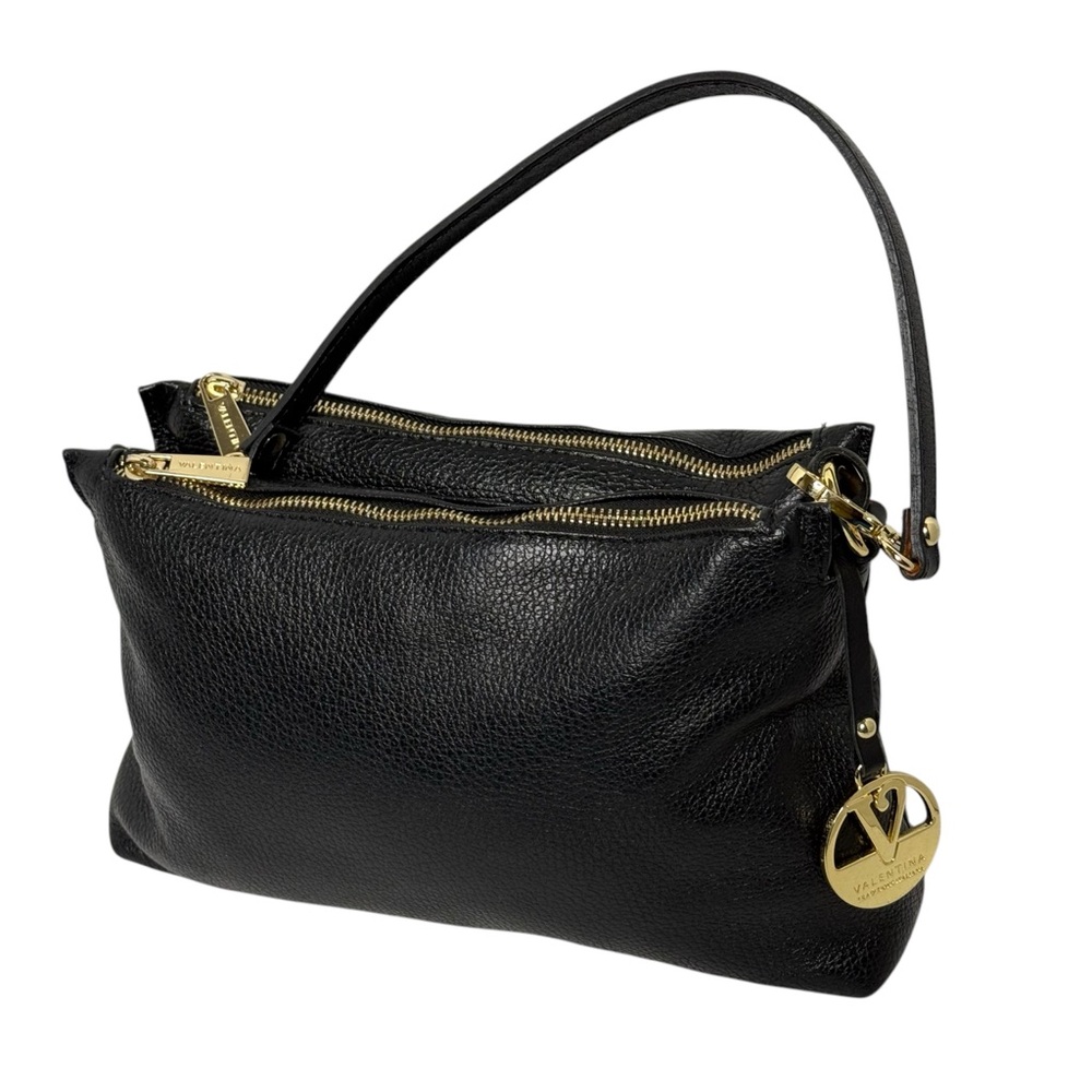 Valentina black leather shoulder bag